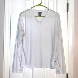 C 9 Champion, white long sleeve shirt, size extra large